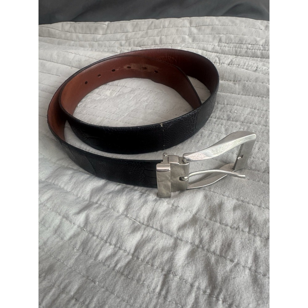 Torino Elite 50840 Black Ostrich Leather Belt Men's Size 34